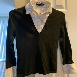 Classy, Preppy Polo-Like Top | Small | Black, White